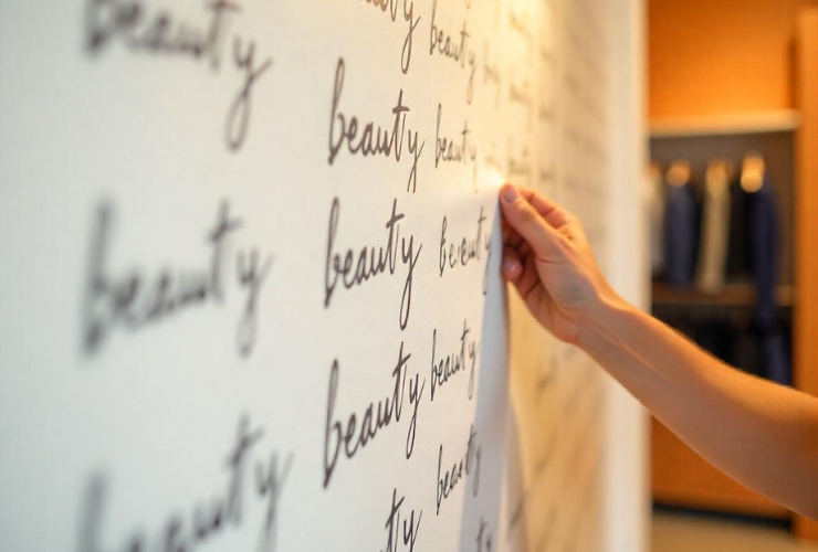 Instalación PLV Barcelona vinilo rienda ropa