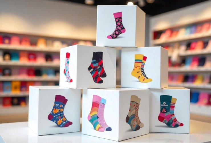 Instalación PLV Barcelona totem calcetines